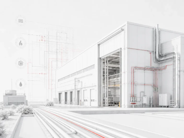 Ilustracja koncepcyjna instalacji przemysłowej HVAC